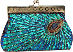 Womens Sequin Beaded Evening Bag Vintage Peacock Clutch Bags Wedding Party Handbag Clutch Purse for Women Peacock Blue-l