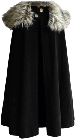 Cloak Coat for Men, Mens Winter Warm Gothic Wool Faux Fur Collar Long Cape Cloak Vintage Coat Irregular Hem Hoodie Small Black