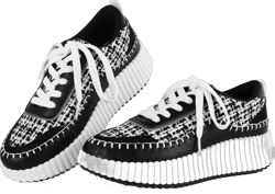 Erocalli Women's Platform Sneakers Fashion Sneakers Chunky Sneakers Comfortable White Sneakers Casual Running Shoes 9 1 Black White