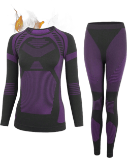 Women's Thermal Underwear Set, Breathable Warm Long Sleeve Top And High Waist Slim Fit Long Pants, Seamless 2-Piece For Winter Jogging, Skiing, Sports
