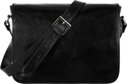 Time Resistance Leather Messenger Bag for Men, Handmade Crossbody Bag, Shoulder Bag Made in Italy Black