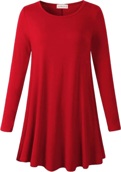 LARACE Plus Size Tunic Tops Long Sleeve Shirts for Women Swing Flowy Loose Fit Clothes for Leggings Red 4X