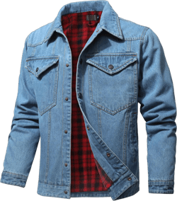 Men's Denim Jacket with Flannel Lined Jean Jackets Cowboy Cut Snap Closure Classic Heavy Duty Trucker Coat for Winter Light Blue Medium