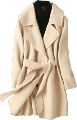 Womens Wool Coats Cashmere Trench Autumn Winter Solid Color Warm Mid Length Slim Overcoat Cardigan Jackets Outwear with Belt,Beige,XS X-Small Beige