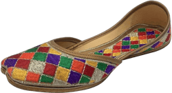 Punjabi Jutti for Women Multicolor Phulkari Ethnic Handmade Shoes Flat Mojari Beaded Traditional Jooti 9.5 Multicolor