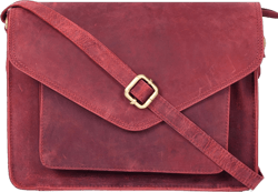 Leather Flapover Crossbody Handbag Purse for Women with Adjustable Strap & Overflap Snap Closure Tote/Bag Red Hunter
