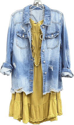 Womens Denim Ripped Distressed Button Down Mid Long Casual Jean Jackets Sky Blue Medium