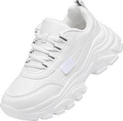 VZQ Chunky Sneakers for Women Leather Fashion Platform Walking Shoes Lightweight Comfortable Wedge Sports Sneakers