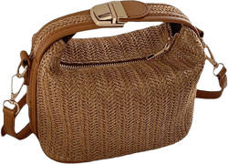 DELURA Straw Clutch Purse for Women Woven Rattan Bow Bag Crossbody Wallet Handbags for Summer Party Wedding Vacation