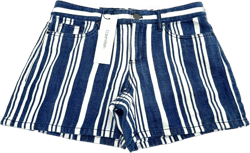 Calvin Klein Womens Striped Jean Shorts 100% Cotton Size 0