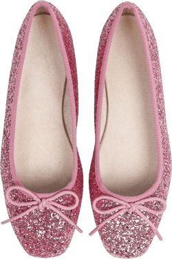 Women's Pink & Silver Glitter Bow Decor Slip-On Flat Shoes, Elegant Soft Flat Loafers, Glitter Flat Shoes