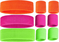 80s Sweatbands, Neon Headband and Wristbands, Sweat Bands 80s Neon Colors, 80s Party, Sweatbands for Women, Colorful Sweatband Set, Neon Sweatbands Green Orange Pink Neon Sweat Bands