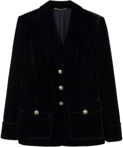 Black Velvet Womens Blazer Jacket Business Coat Evening Party Christmas Sparkly Cardigan Coat 12 Black