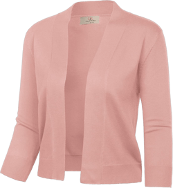 GRACE KARIN Women's 3/4 Sleeve Knit Cropped Cardigan Sweaters Open Front Bolero Shrugs Coat Tops S-3XL XX-Large Light Pink