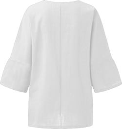 Women Linen Tunic Tops Casual 3/4 Sleeve T Shirt V Neck Blouse Plain Sweatshirts Ladies Baggy Loose Fit Pullover 5X-Large White