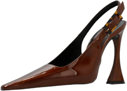 Leopard Buckle Slingback Stiletto High Heeled Sandals for Women,Women’s Classic Patent Leather Closed Pointed Toe Slip-On Backless Pumps with Adjust Ankle Buckle Strap Sexy Dating Office Dressy Shoes Brown 8.5