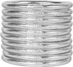 Glitter Jelly Bangle Bracelet Set - Gold Powder Lining Fashion Jewelry - Lightweight Cute Bracelets for Women 10 PCS Silver
