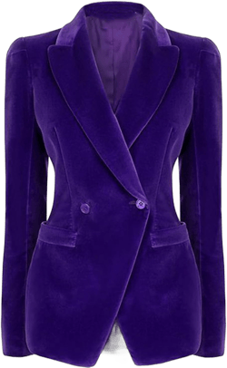 Kromoc Women's Velvet Blazer Double Breasted Buttons Suit Jacket Daily Leisure Tuxedos Coat X-Small Purple
