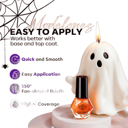 modelones Nail Polish Set 6 Colors with Spooky Stickers, Crackle Black Purple Orange Hot Pink Glow in the Dark White Quick Dry Nail Lacquer Kit, DIY Home Salon Nail Art Gift for Women Girls A1 Boo-tiful Nightmare
