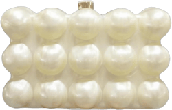Women Acrylic Clutch Chic Marble Evening Handbag Wedding Clutch Box Clutch Purse Chain Shoulder Bag for Prom Party Pearl White