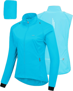 33,000ft Women's Zip Up Lightweight Athletic Workout Yoga Cycling Track Running Jacket Waterproof Windproof Reflective X-Small Blue