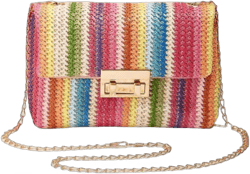 Small Striped Straw Clutch Purse for Women Summer Colorful Woven Beach Crossbody Bag Handbags Shoulder Bag