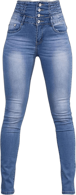 2023 Women's Skinny Jeans with Buttons Solid Color Casual Stretchy High Waisted Jeans Colombian Design Butt Lift Pants (Small,Light Blue E)