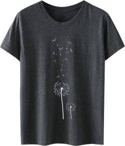 Women's Floral Print Round Neck T Shirt | Casual Short Sleeve Tee | Comfortable & Stylish Cotton Short Sleeve Small B-dark Gray