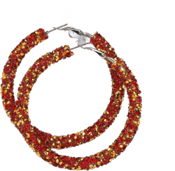 Aimimier Bridal CZ Crystal Hoop Earrings Sparkling Rhinestone Large Round Loop Earrings Crystal Paved Wedding Prom Party Festival Jewelry for Women Red
