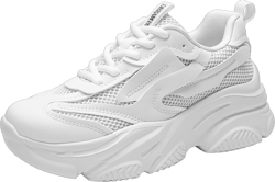 DREAM PAIRS Women's Platform Chunky Fashion Sneakers Jaxon Walking Lace-Up Comfortable Dad Sneakers Workout Sport Work Casual Tennis Shoes 8 White
