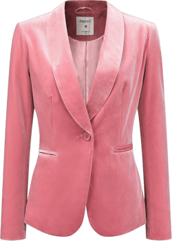 Allegra K Women's Halloween Christmas Office Coat Solid Shawl Collar 1 Button Velvet Blazer Medium Pink