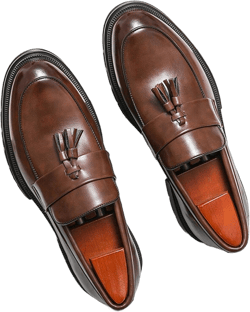Men's Loafers, Thick-soled, British Style, Autumn & Casual, Shiny Pu Leather, Tassel, Breathable Business Shoes In Brown