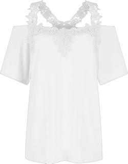 Lace Crochet Off The Shoulder Tops for Women Trendy Summer Short Sleeve Tunic Shirts Casual Loose Strappy Blouses XX-Large 01-white