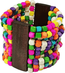 Stretch Wooden Beads Cuff Bracelets Multi Layered Natural Wood Beads Chunky Bangle Wooden Handmade Wide Bracelets Bohemia Jewelry for Women Men D