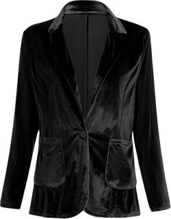Velvet Blazers for Women Long Sleeve Open Front Button Velvet Blazer Jacket with Pockets X-Large Black