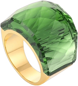 OIDIMS Crystal Glass Stainless Steel Band Ring Gold Plated Fashion Exaggerated Cubic Zirconia Rings Women's Stunning Large Statement Rhinestone Bands Cocktail Party Ring for Ladies Birthday 10 Green