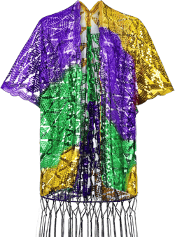 Mardi Gras Costume for Women Mardi Gras Duster Jacket for Women Mardi Gras Sequin Cape with Tassel Mardi Gras Poncho Scarf Shawl for Carnival Celebration Parade Dress Party