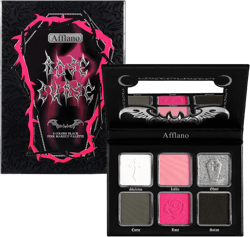 Afflano Pink Goth Eyeshadow Palette, Pink Smokey Eyes Makeup Eyeshadow Pallet With Mirror, for Goth Girls and Women Long Lasting Daily Valentine makeup, Dark Emo Halloween Clown SFX Gothic Looks