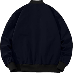 Men's Lightweight Jacket Bomber Flight Jacket Casual Patchwork Fall Windbreaker Coats Zipper Closure Outwear Large Navy Blue