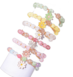 Inheming 6pcs Charm Bracelets for Girls, Sparkly Beaded Cute Bracelets for Kids