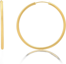 MAX + STONE Solid 14k Gold Hoop Earrings for Women | 2mm Tube, Flex Continuous 33mm (1.3 Inch) Diameter Large 40mm (1.60 inches) Diameter