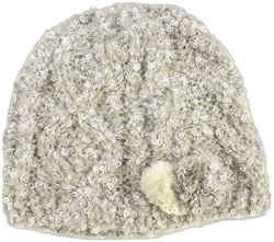 Woman's Warm Soft Cable Lace Pom Furry Flower Crochet Fashion Knit Hat One Size Khaki
