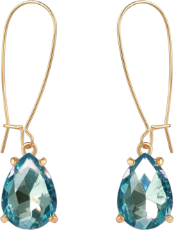 Humble Chic Crystal Earrings for Women - Long Teardrop Threader Earrings for Women, Casual or Bridal Statement Earrings Blue - Gold
