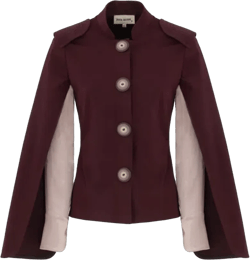 Women's Tailored Structured Cape Blazer Burgundy