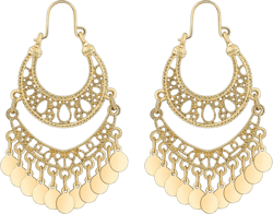 18K Gold Plated Filigree Dangling Large Gold Chandelier Earrings for Women Indian Jewelry for Women