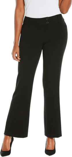 Rafaella Women's Curvy Fit Gabardine Bootcut Dress Pants with Pockets, Soft Stretch Work Slacks, 29" & 32" Inseams 8 Short Black