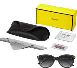 AVAWAY Cateye Polarized Sunglasses for Women - 100% UV Protection Cute Sun Glasses Acetate Frame Trendy Designer Shades A2: Black Frame + Gradient Grey Lens