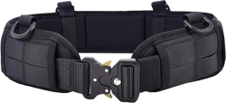 Azarxis Tactical Battle Belt Heavy Duty Molle Military Nylon Waist Belts Adjustable for Men Women Airsoft Shooting Paintball Hunting Outdoor Sports (Black - with Hook)
