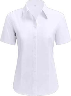 siliteelon Dress Shirts for Women Short Sleeve Cotton Button Down Shirt Basic Button Up Shirt Collared Shirts Work Shirt Medium White