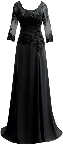 3/4 Sleeve Chiffon Mother of The Bride Dresses Women's Lace Applique Wedding Guest Gowns Mother of The Groom Dresses 14 Black